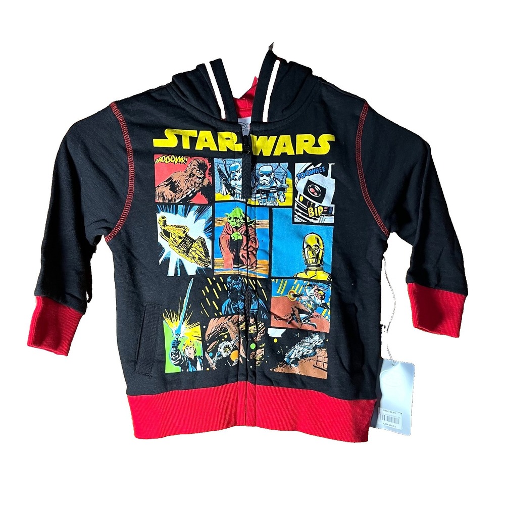 Disney Star Wars Hoodie Black & Red Size 2 New